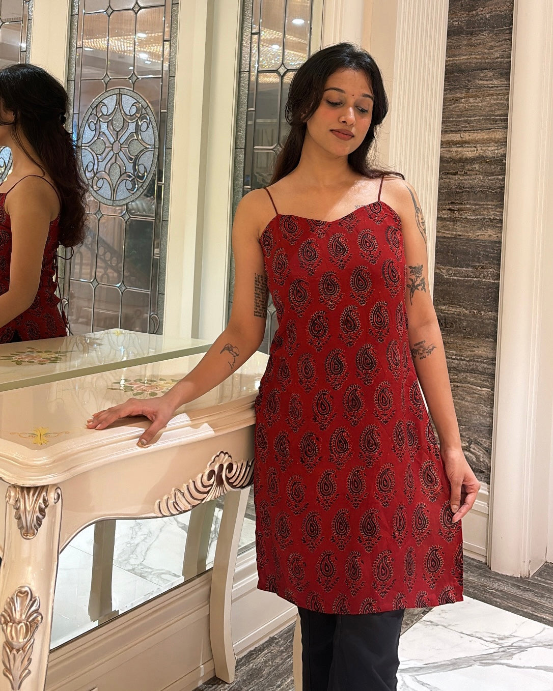 Laali Ajrakh Paisley Print Kurti
