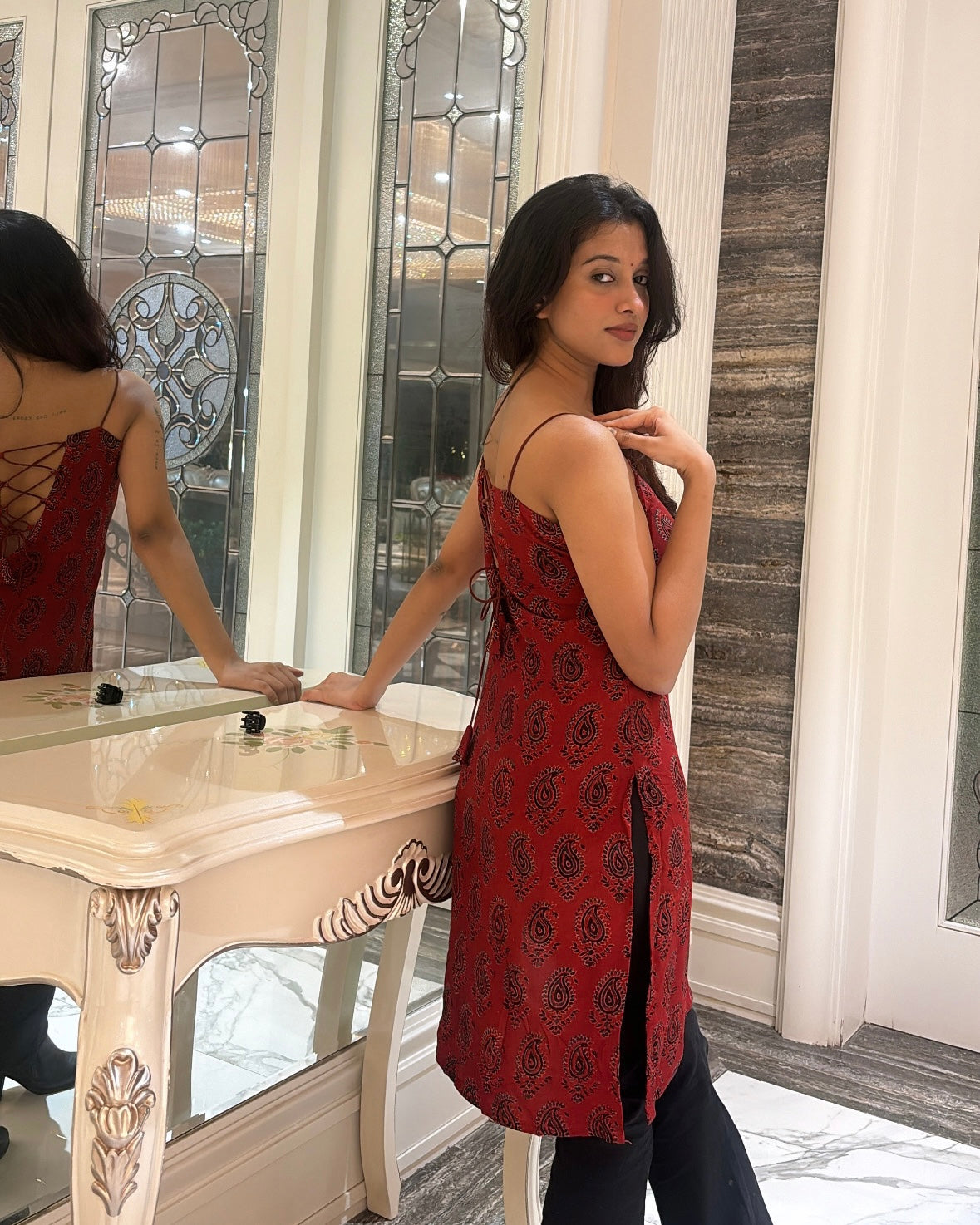 Laali Ajrakh Paisley Print Kurti