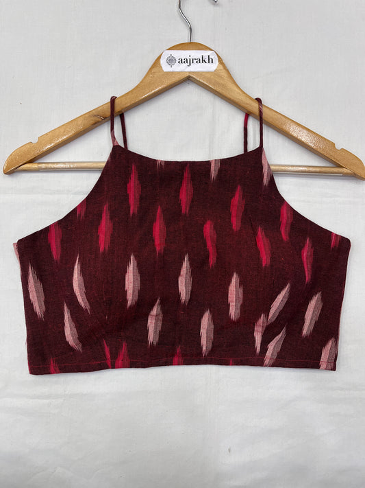 Maroon Ikkat Crop Top